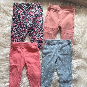 Baby Floral & Pink Cotton Leggings Pack - Pink, Navy, Gray